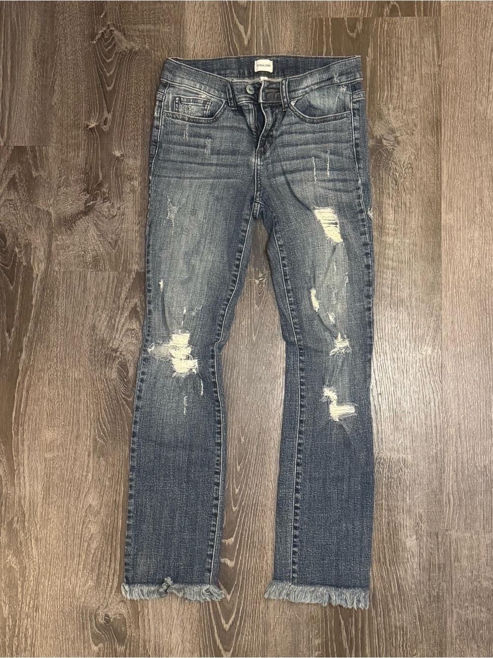 Sneak Peek Distressed Blue Straight-Leg Jeans